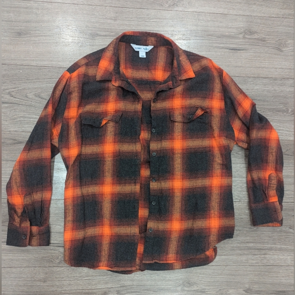 Old Navy Evermore Plaid Boyfriend Flannel Shirt Medium Taylor Swift Eras Tour